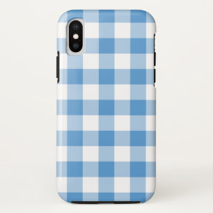 Lichtblauw en wit Buffalo Plaid iPhone X Hoesje