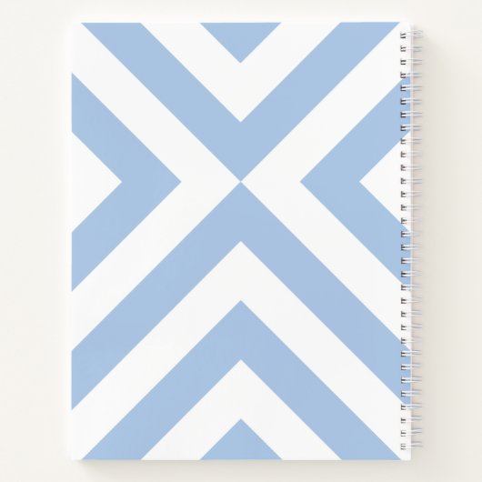 Lichtblauw en wit Chevrons Notitieboek (Achterkant)