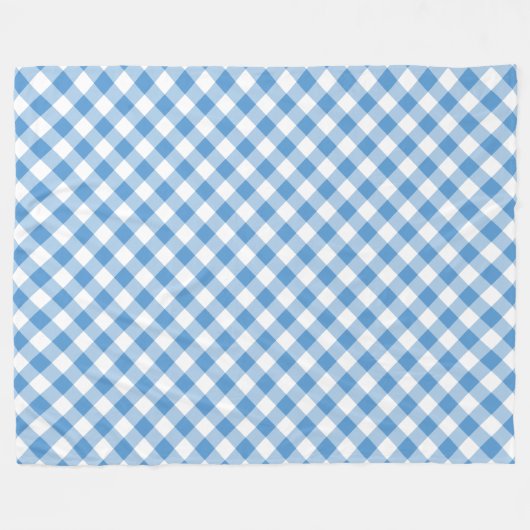 Lichtblauw en wit Diagonaal Gingham Plaid Fleece Deken (Voorkant (Horizontaal))