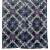 Lichtblauw en wit geometrisch rooster douchegordijn (Voorkant)