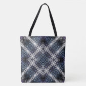 Lichtblauw en wit geometrisch rooster tote bag (Voorkant)
