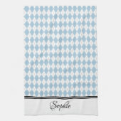 Lichtblauw en wit gepersonaliseerd theedoek (Verticaal)