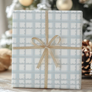 Lichtblauw en wit geplakt cadeaupapier
