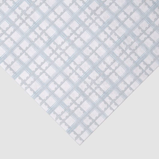 Lichtblauw en wit geplakt tissuepapier (Detail)