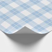 Lichtblauw en wit geruite patroon cadeaupapier (Hoek)