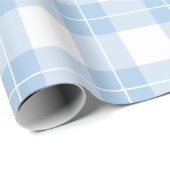 Lichtblauw en wit geruite patroon cadeaupapier (Rol Hoek)