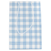 Lichtblauw en wit geruite patroon medium cadeauzakje (Voorkant)