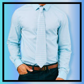 Lichtblauw en wit Gingham Check Stropdas