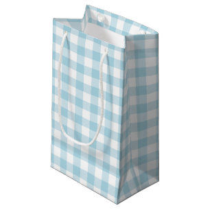 Lichtblauw en wit Gingham Klein Cadeauzakje