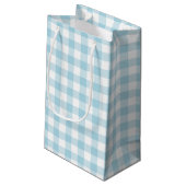 Lichtblauw en wit Gingham Klein Cadeauzakje (Achterkant Gekanteld)