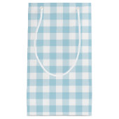 Lichtblauw en wit Gingham Klein Cadeauzakje (Voorkant)