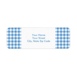 Lichtblauw en wit Gingham Patroon adreslabel Etiket