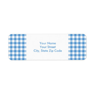 Lichtblauw en wit Gingham Patroon adreslabel Etiket