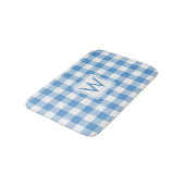 Lichtblauw en Wit Gingham Patroon met Monogram Badmat (Gekanteld)