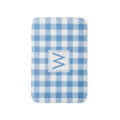 Lichtblauw en Wit Gingham Patroon met Monogram Badmat (Voorkant Verticaal)