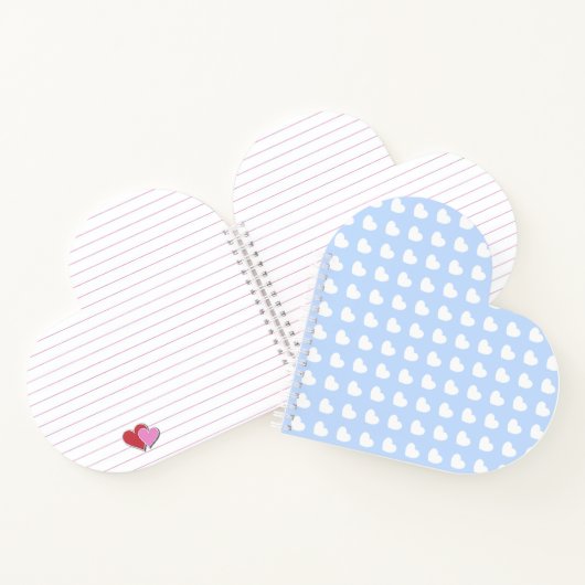 Lichtblauw en wit hartverschrompeld notitieboek (Binnen)