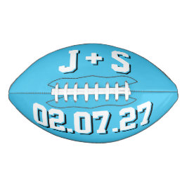 LICHTBLAUW EN WIT Huwelijksinitiëlen en datum American Football