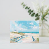 Lichtblauw en wit kustlandschap briefkaart (Staand voorkant)