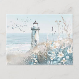 Lichtblauw en wit kustlandschap briefkaart