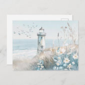 Lichtblauw en wit kustlandschap briefkaart (Voorkant / Achterkant)