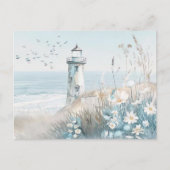 Lichtblauw en wit kustlandschap briefkaart (Voorkant)