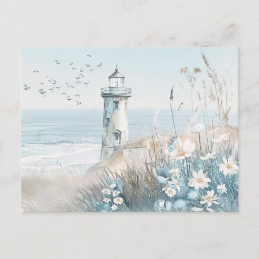 Lichtblauw en wit kustlandschap briefkaart (Voorkant)