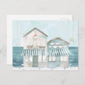 Lichtblauw en wit kustlandschap briefkaart (Voorkant / Achterkant)