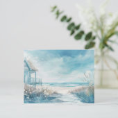 Lichtblauw en wit kustlandschap briefkaart (Staand voorkant)