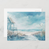 Lichtblauw en wit kustlandschap briefkaart (Voorkant / Achterkant)