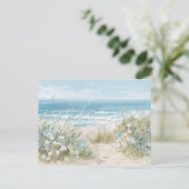 Lichtblauw en wit kustlandschap briefkaart (Staand voorkant)