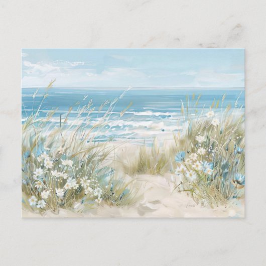 Lichtblauw en wit kustlandschap briefkaart (Voorkant)