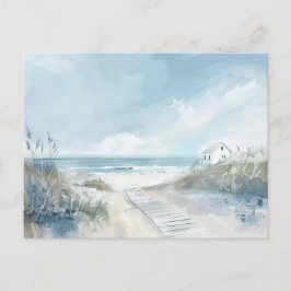 Lichtblauw en wit kustlandschap briefkaart