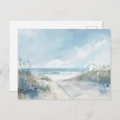 Lichtblauw en wit kustlandschap briefkaart (Voorkant / Achterkant)