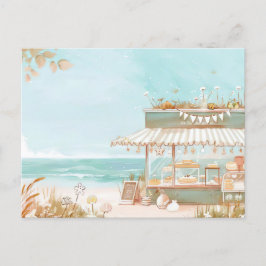 Lichtblauw en wit kustlandschap briefkaart