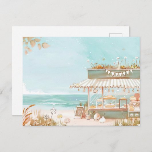 Lichtblauw en wit kustlandschap briefkaart (Voorkant / Achterkant)