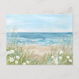 Lichtblauw en wit kustlandschap briefkaart