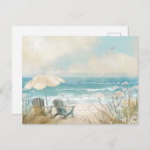 Lichtblauw en wit kustlandschap briefkaart (Voorkant / Achterkant)