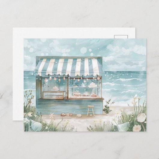 Lichtblauw en wit kustlandschap briefkaart (Voorkant / Achterkant)