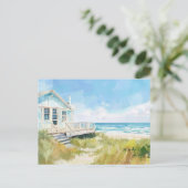 Lichtblauw en wit kustlandschap briefkaart (Staand voorkant)
