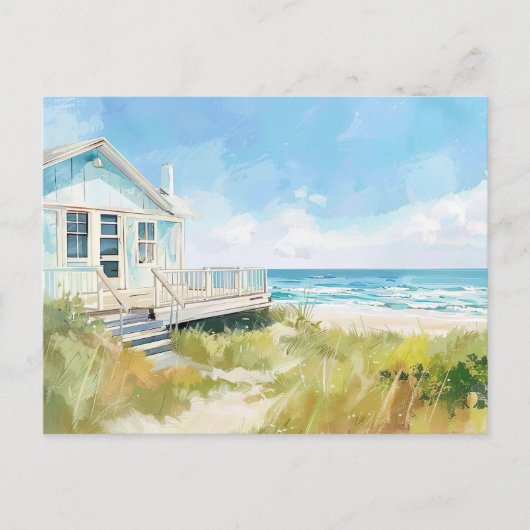 Lichtblauw en wit kustlandschap briefkaart (Voorkant)