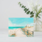 Lichtblauw en wit kustlandschap briefkaart (Staand voorkant)