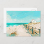 Lichtblauw en wit kustlandschap briefkaart (Voorkant / Achterkant)