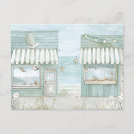 Lichtblauw en wit kustlandschap briefkaart