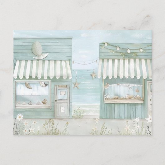 Lichtblauw en wit kustlandschap briefkaart (Voorkant)