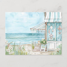 Lichtblauw en wit kustlandschap briefkaart