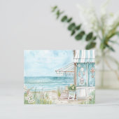 Lichtblauw en wit kustlandschap briefkaart (Staand voorkant)