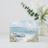 Lichtblauw en wit kustlandschap briefkaart (Staand voorkant)