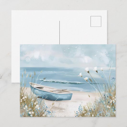 Lichtblauw en wit kustlandschap briefkaart (Voorkant / Achterkant)