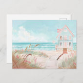 Lichtblauw en wit kustlandschap briefkaart (Voorkant / Achterkant)