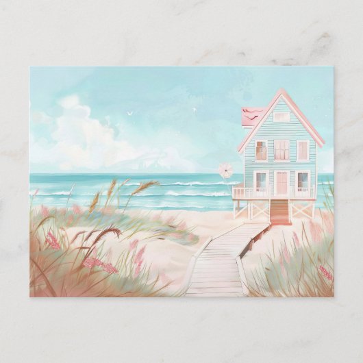 Lichtblauw en wit kustlandschap briefkaart (Voorkant)